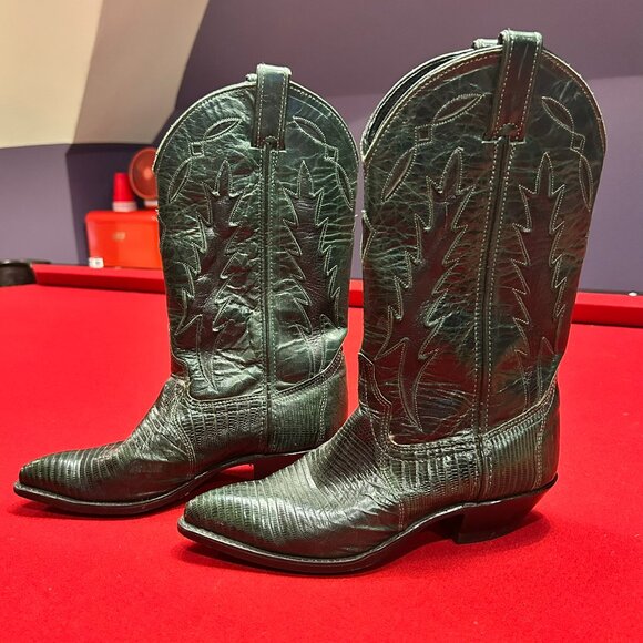 Code West Shoes - Vintage Green Lizard Cowboy Boots Code West Women’s - Size 7.5
